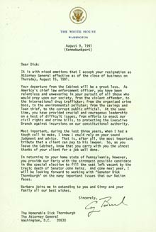 letter from president bush accepting thornburgh's resignation