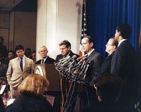 press conference regarding nationwide report of drug trafficking, 1989 
