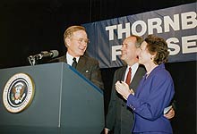 dick and ginny thornburgh with president bush at campaign fundraiser 