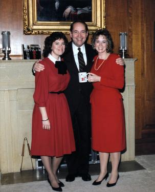 valentine's day with ag staff friends linda starnes and mary lou brauer, 1991 