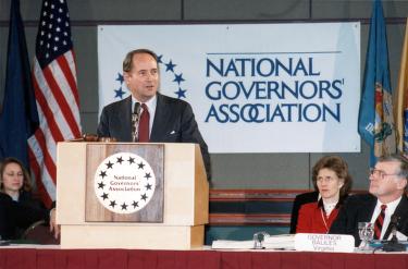 AG Thornburgh speaking at national governors association meeting, 1989 